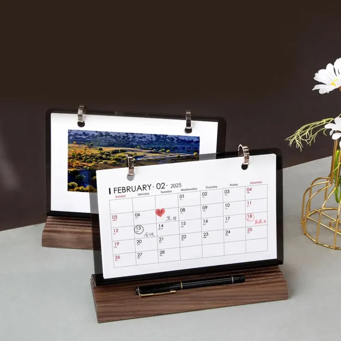 Custom Walnut Desk Calendar