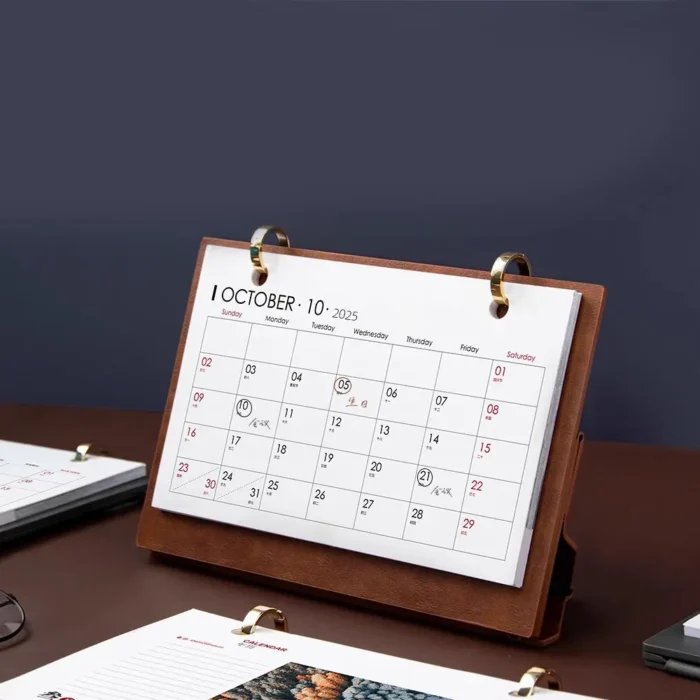 Leather Translation Desk Calendar