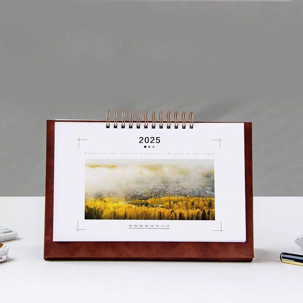 Coil Flip Leather Monthly Calendar - Customized for Corporate Branding - Image 2