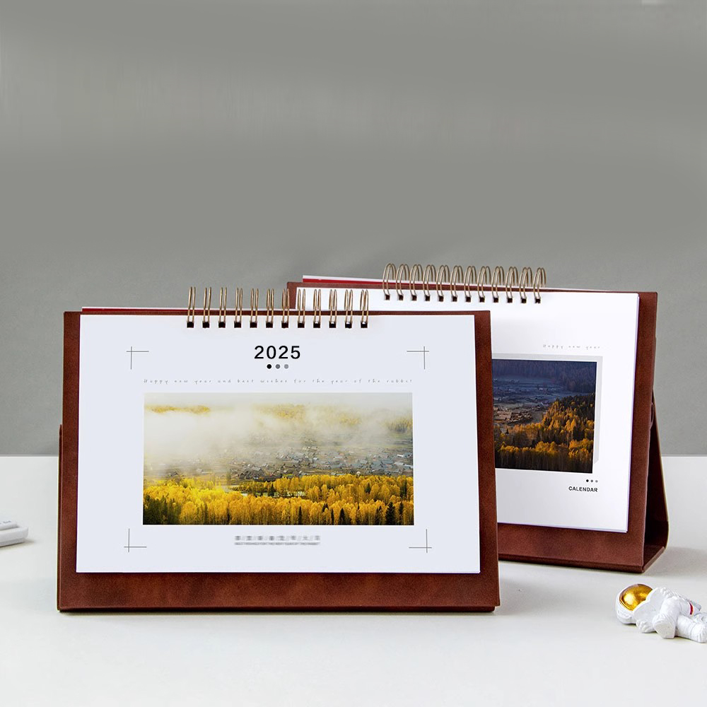 Coil Flip Leather Monthly Calendar - Customized for Corporate Branding - Image 3