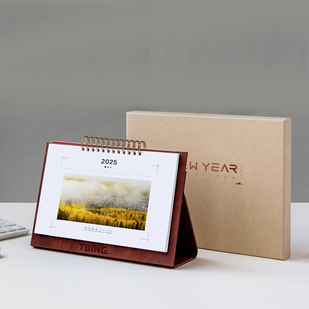 Coil Flip Leather Monthly Calendar - Customized for Corporate Branding - Image 4