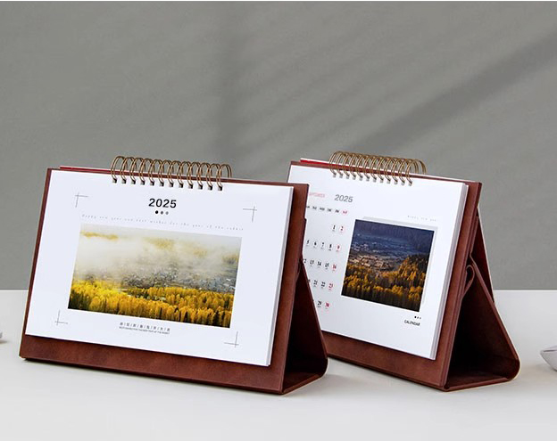 Coil Flip Leather Monthly Calendar - Customized for Corporate Branding